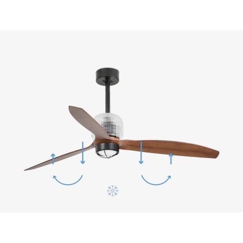 Ανεμιστήρας Με Ατσάλινο DC Μοτέρ Μαύρος Με Ξύλινα Φτερά Με LED Φως 16W SMART DECO FAN FARO