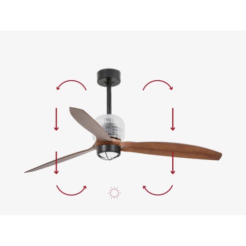 Ανεμιστήρας Με Ατσάλινο DC Μοτέρ Μαύρος Με Ξύλινα Φτερά Με LED Φως 16W SMART DECO FAN FARO