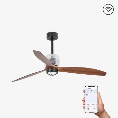 Ανεμιστήρας Με Ατσάλινο DC Μοτέρ Μαύρος Με Ξύλινα Φτερά Με LED Φως 16W SMART DECO FAN FARO