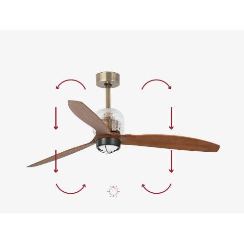 Ανεμιστήρας Με Ατσάλινο DC Μοτέρ Χρυσός Με Ξύλινα Φτερά Με LED Φως 16W DECO FAN FARO