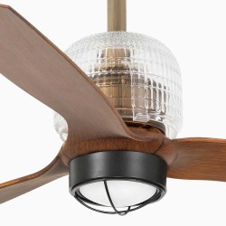 Ανεμιστήρας Με Ατσάλινο DC Μοτέρ Χρυσός Με Ξύλινα Φτερά Με LED Φως 16W SMART DECO FAN FARO