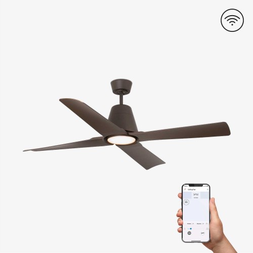Ανεμιστήρας Με Ατσάλινο DC Μοτέρ Σε Καφέ Και ABS Καφέ  Λεπίδες Με LED Φως 19W IP44 SMART TYPHOON FARO