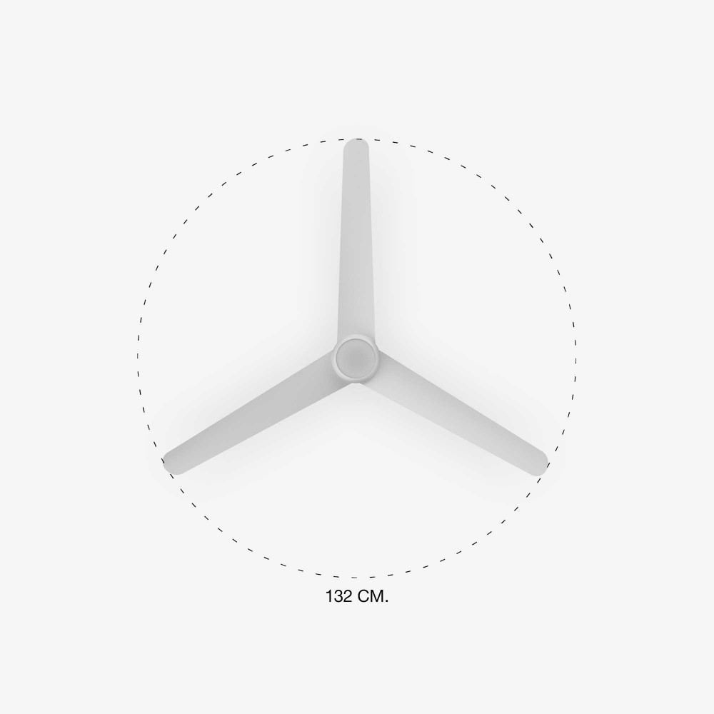 Ανεμιστήρας Με Ατσάλινο Μοτέρ Με Τρεις Λεπίδες Λευκός Με Φως LED 15W Ø1320 SMART NUU FARO