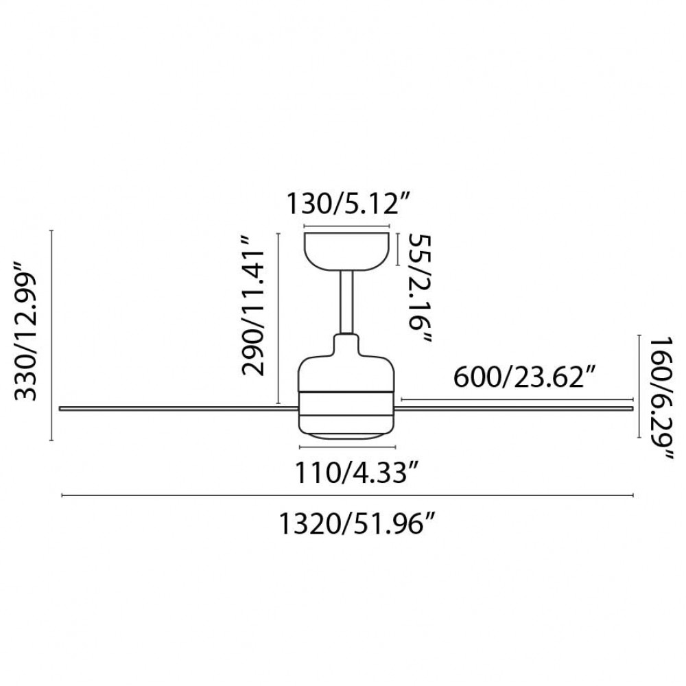 Ανεμιστήρας Με Ατσάλινο Μοτέρ Με Τρεις Λεπίδες Λευκός Με Φως LED 15W Ø1320 SMART NUU FARO
