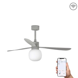 Ανεμιστήρας Με Ατσάλινο Μοτέρ Και Λεπίδες Από ABS Με LED Φως 20W - Γκρι AMELIA L BALL SMART FARO