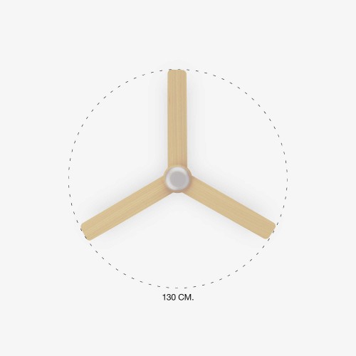 Smart Ανεμιστήρας Οροφής Μεταλλικός Λευκό/ Ξύλο Με Τρεις Λεπίδες Ø1300mm Με Φως LED 18W Και Wifi - PUNT M - FARO