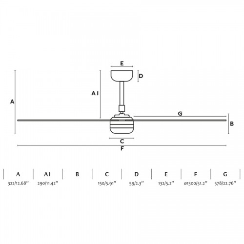 Smart Ανεμιστήρας Οροφής Μεταλλικός Λευκό/ Ξύλο Με Τρεις Λεπίδες Ø1300mm Με Φως LED 18W Και Wifi - PUNT M - FARO