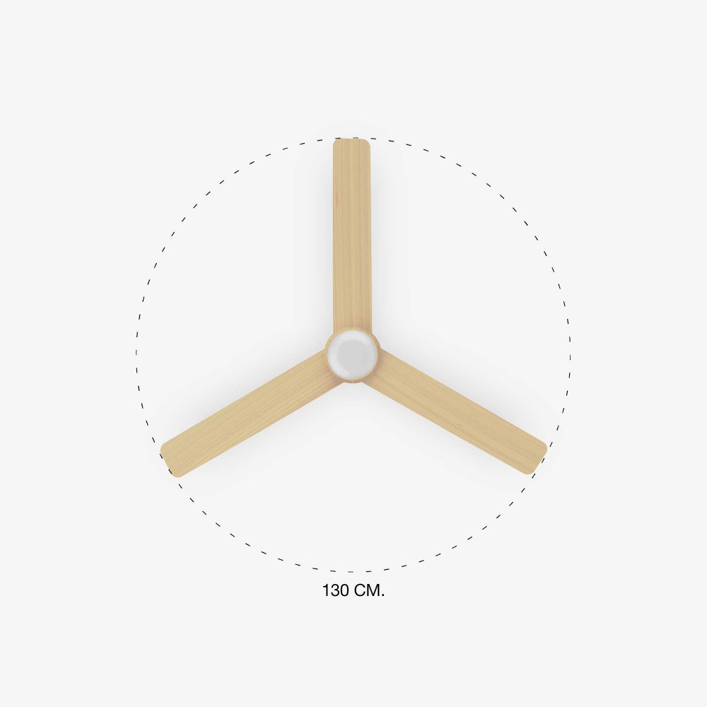 Ανεμιστήρας Οροφής Μεταλλικός Λευκός/ Ξύλο Με Τρεις Λεπίδες Ø1300mm - PUNT M - FARO