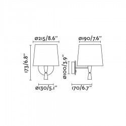 Απλίκα Μεταλλική Με Υφασμάτινο Καπέλο Σε Λευκό Χρώμα Και Φωτιστικό Ανάγνωσης LED 3W 1xE27 CONGA - FARO