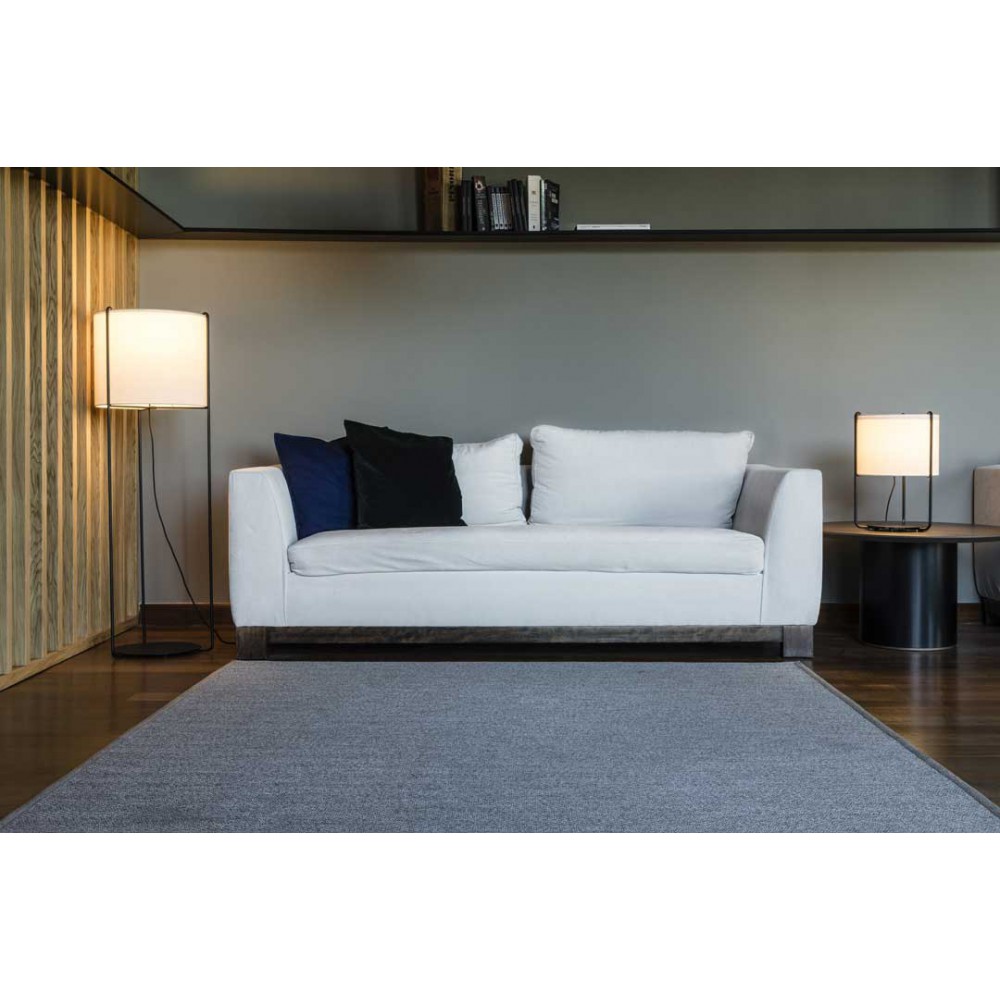 Φωτιστικό Δαπέδου Μαύρο Με Υφασμάτινο Καπέλο Σε Μπεζ Χρώμα 1xE27 DRUM - FARO