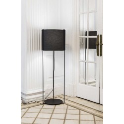 Φωτιστικό Δαπέδου Μαύρο Με Υφασμάτινο Καπέλο Σε Γκρι Χρώμα 1xE27 DRUM - FARO