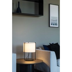 Πορτατίφ Μαύρο Με Υφασμάτινο Καπέλο Σε Τρία Χρώματα 1xE27 DRUM - FARO