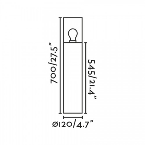 Κολωνάκι Εξωτερικού Χώρου Από Αλουμίνιο Και Γυαλί Σε Μελί Χρώμα 70cm 1xE27 15W IP65 KILA FARO