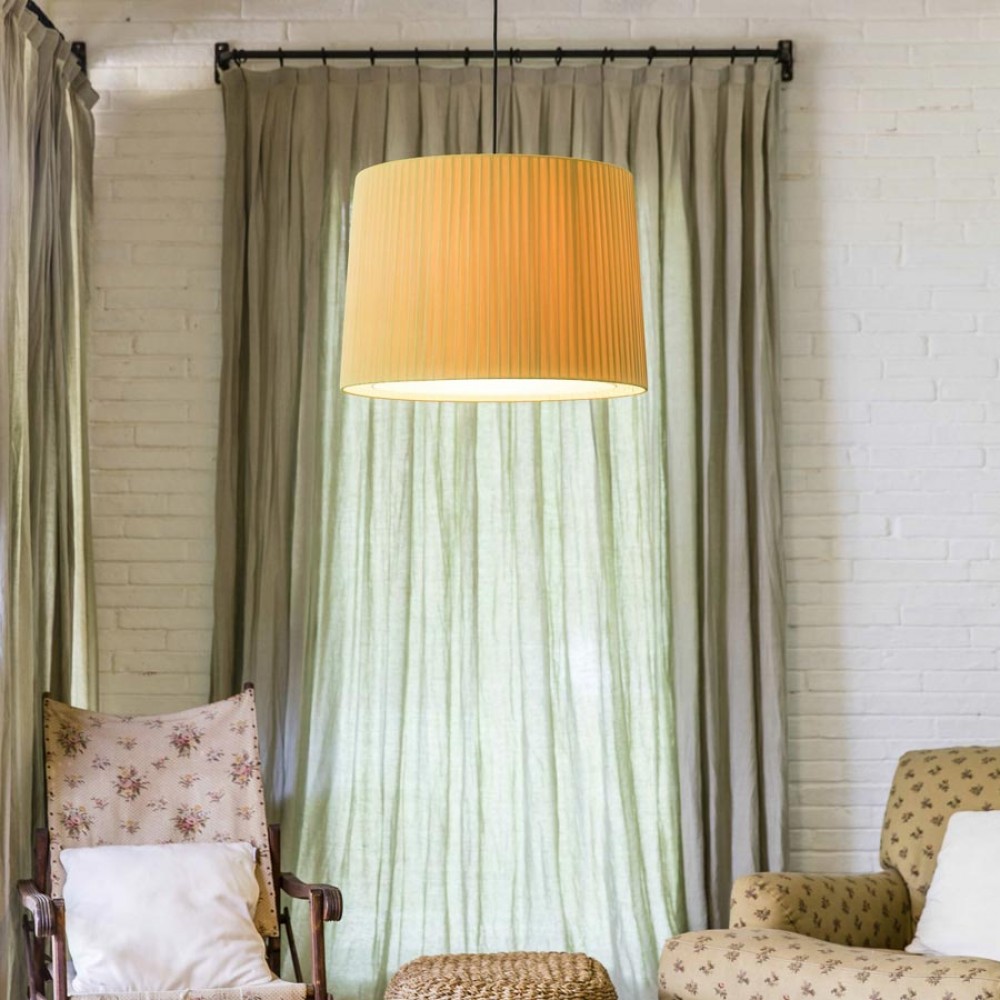 Κρεμαστό Φωτιστικό Μαύρο Με Κίτρινο Υφασμάτινο Καπέλο ø450 1xE27 SAMBA FARO