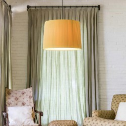 Κρεμαστό Φωτιστικό Μαύρο Με Κίτρινο Υφασμάτινο Καπέλο ø450 1xE27 SAMBA FARO