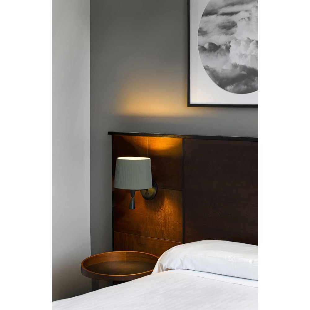 Απλίκα Μαύρη Με Πράσινο Υφασμάτινο Καπέλο Και LED Φως Ανάγνωσης 3W 1xE27 SAMBA FARO