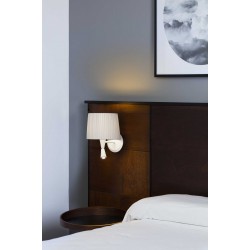 Απλίκα Μαύρη Με Μπεζ Υφασμάτινο Καπέλο Και LED Φως Ανάγνωσης 3W 1xE27 SAMBA FARO