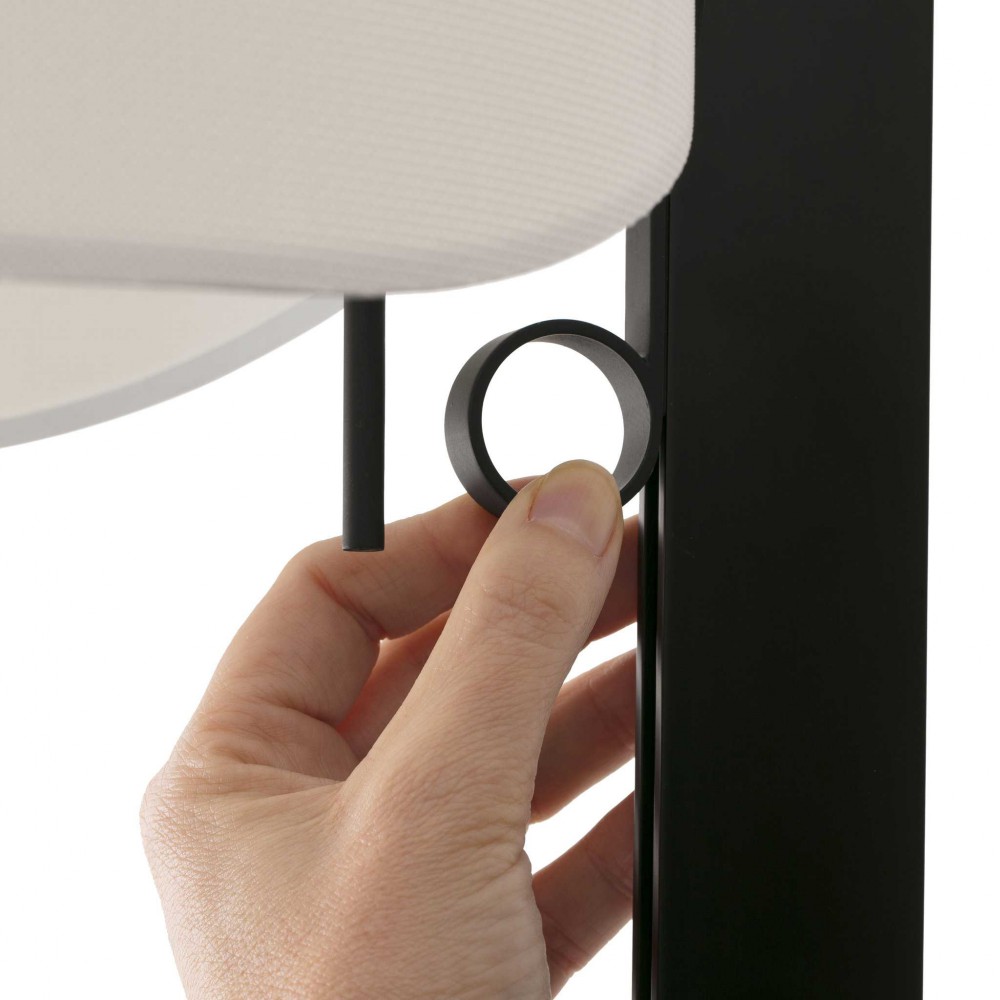 Φωτιστικό Δαπέδου Μαύρο Αλουμίνιο Με Υφασμάτινο Καπέλο Σε Μαύρο Χρώμα 1xE27 STAND UP - FARO