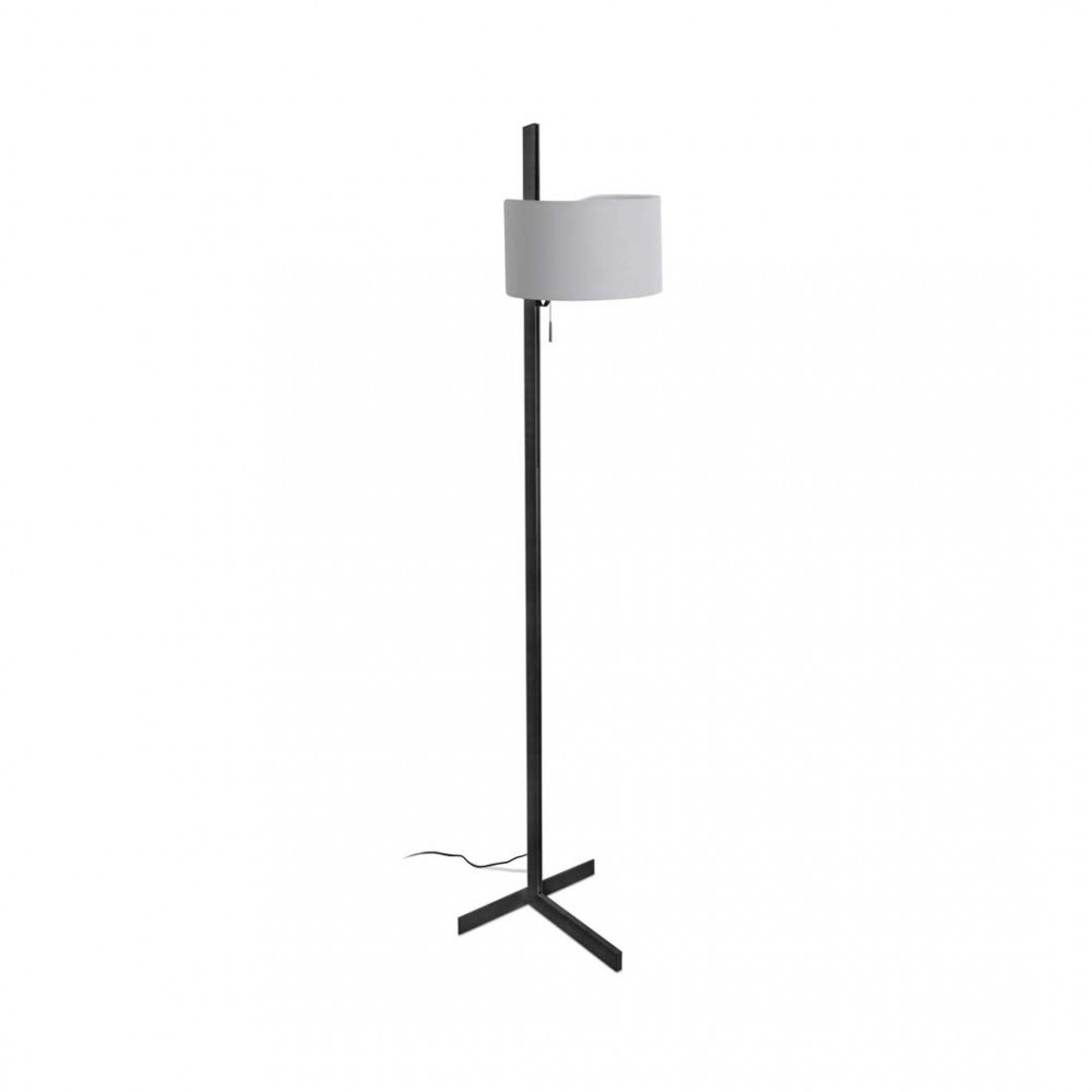 Φωτιστικό Δαπέδου Μαύρο Αλουμίνιο Με Υφασμάτινο Καπέλο Σε Γκρι Χρώμα 1xE27 STAND UP - FARO