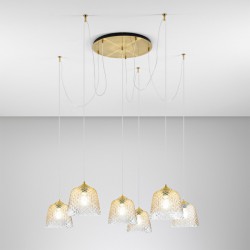 Κρεμαστό Φωτιστικό Πολύφωτο Από Γυαλί Σε Διάφορες Αποχρώσεις - Σε Εξάφωτη Ροζέτα 6xE27 ALICE  - GEA LUCE