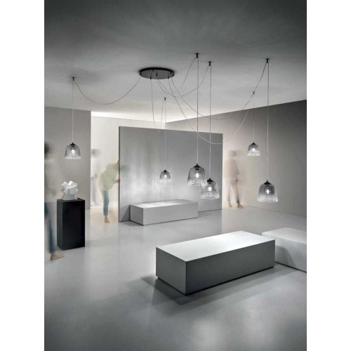 Κρεμαστό Φωτιστικό Πολύφωτο Από Γυαλί Σε Διάφορες Αποχρώσεις - Σε Εξάφωτη Ροζέτα 6xE27 ALICE  - GEA LUCE