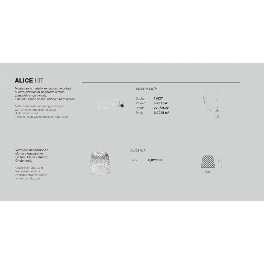 Κρεμαστό Φωτιστικό Πολύφωτο Από Γυαλί Σε Διάφορες Αποχρώσεις - Σε Τρίφωτη Ράγα 3xE27 ALICE  - GEA LUCE