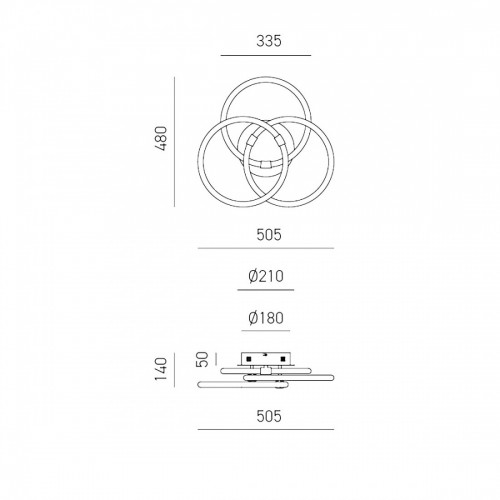 LED Φωτιστικό Οροφής - Τοίχου Αλουμινίου Χρυσό 50W Dimmable BERTA - GEA LUCE