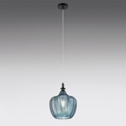 Κρεμαστό Φωτιστικό Μονόφωτο από Γυαλί Και Μέταλλο - Μπλε D24cm 1xE27 CLEOFE S10 - GEA LUCE