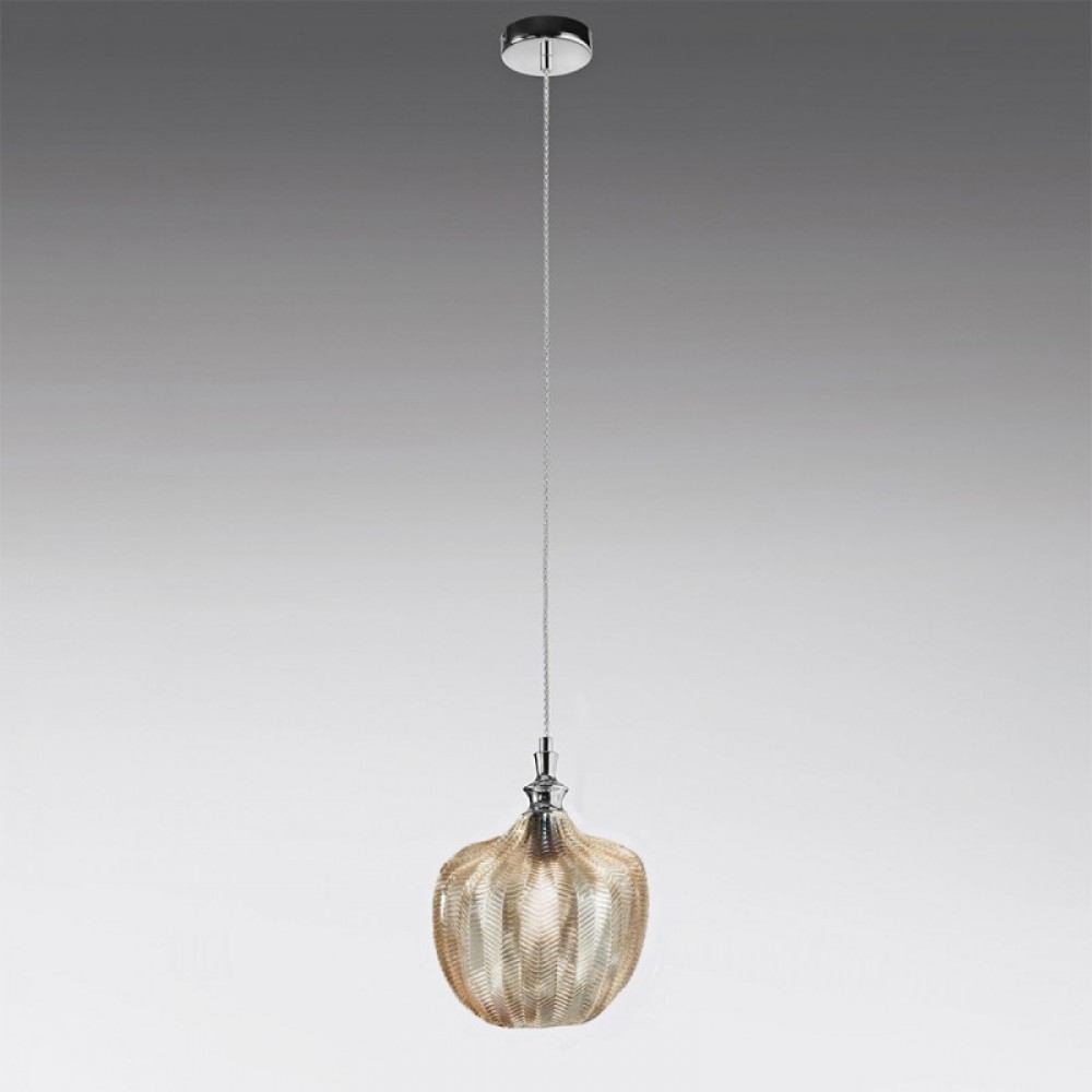 Κρεμαστό Φωτιστικό Μονόφωτο από Γυαλί Και Μέταλλο - Ώχρα D24cm 1xE27 CLEOFE S10 - GEA LUCE