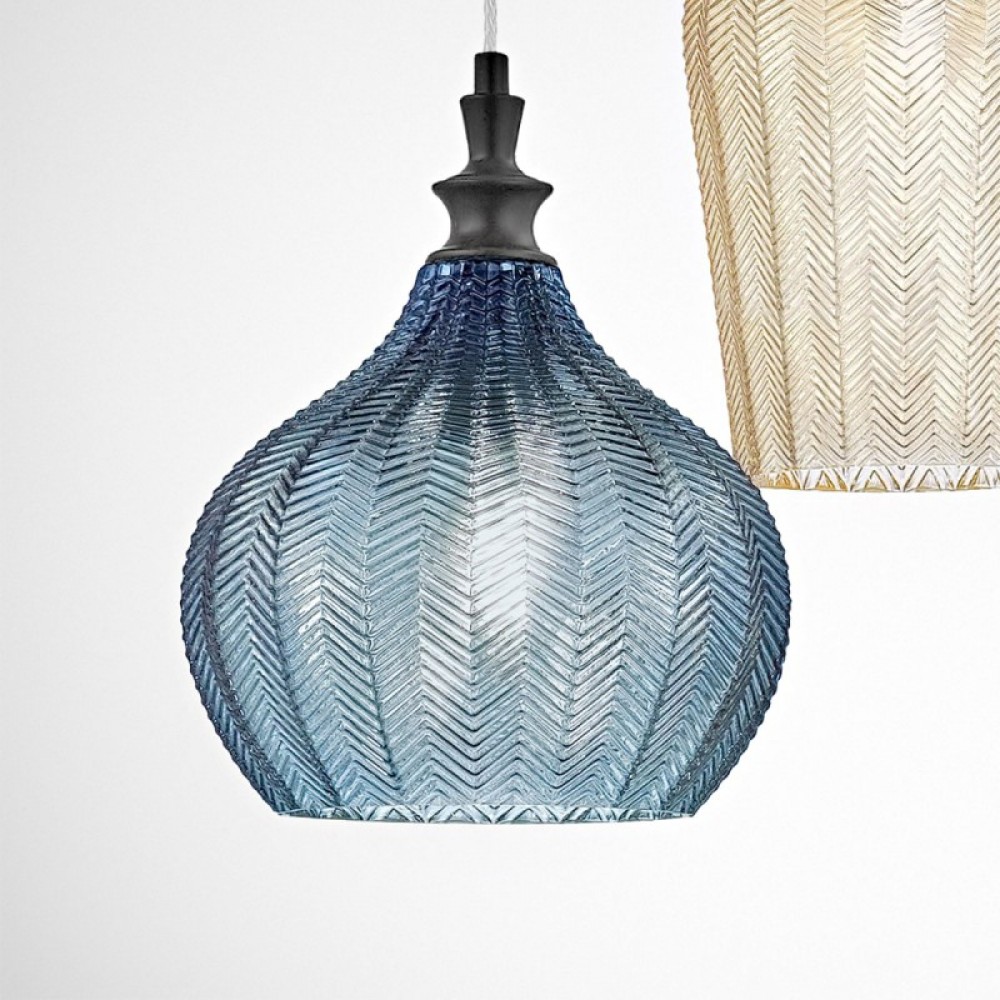 Κρεμαστό Φωτιστικό Μονόφωτο από Γυαλί Και Μέταλλο - Μπλε D23cm 1xE27 CLEOFE S11 - GEA LUCE