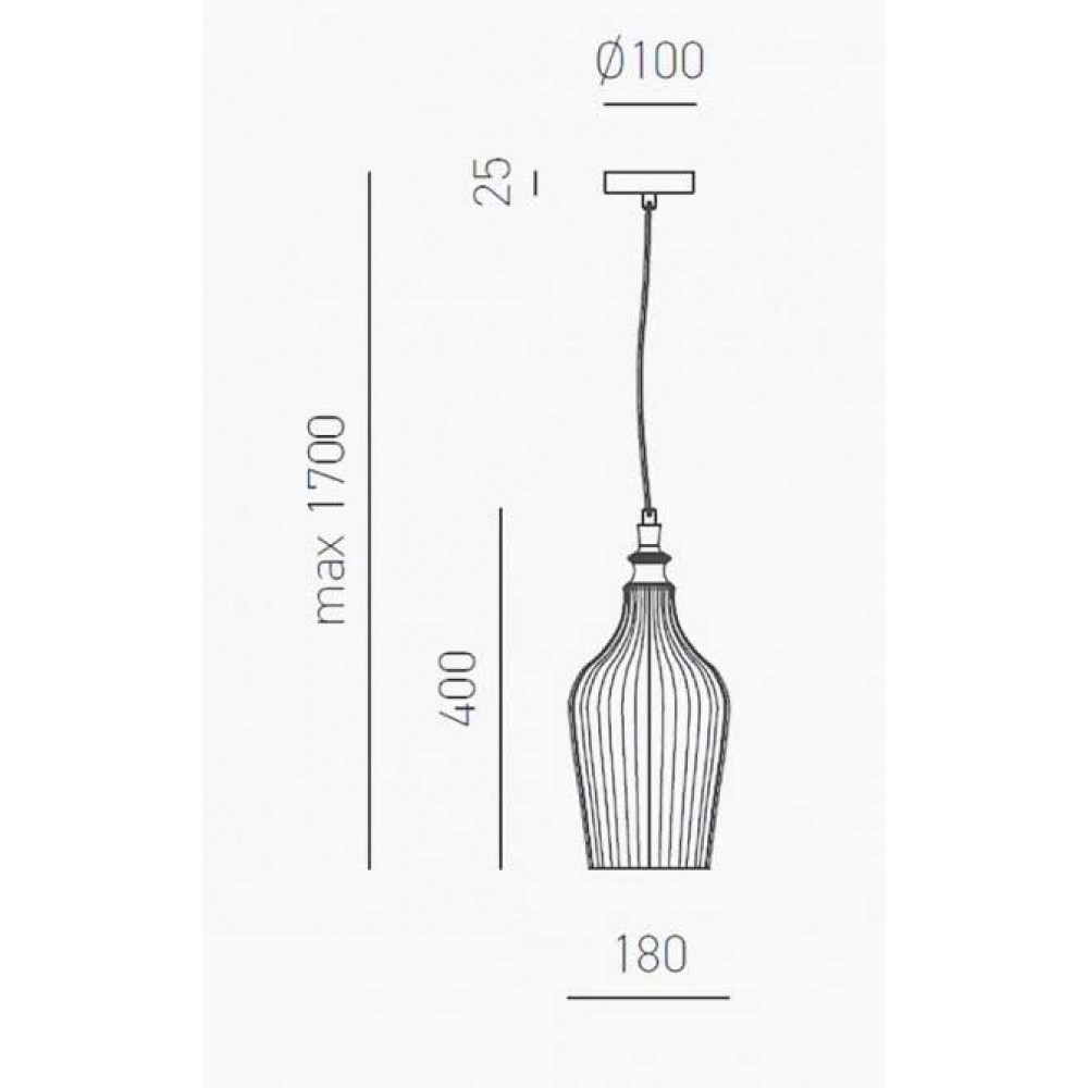 Κρεμαστό Φωτιστικό Μονόφωτο από Γυαλί Και Μέταλλο - Ώχρα D18cm 1xE27 CLEOFE S12 - GEA LUCE