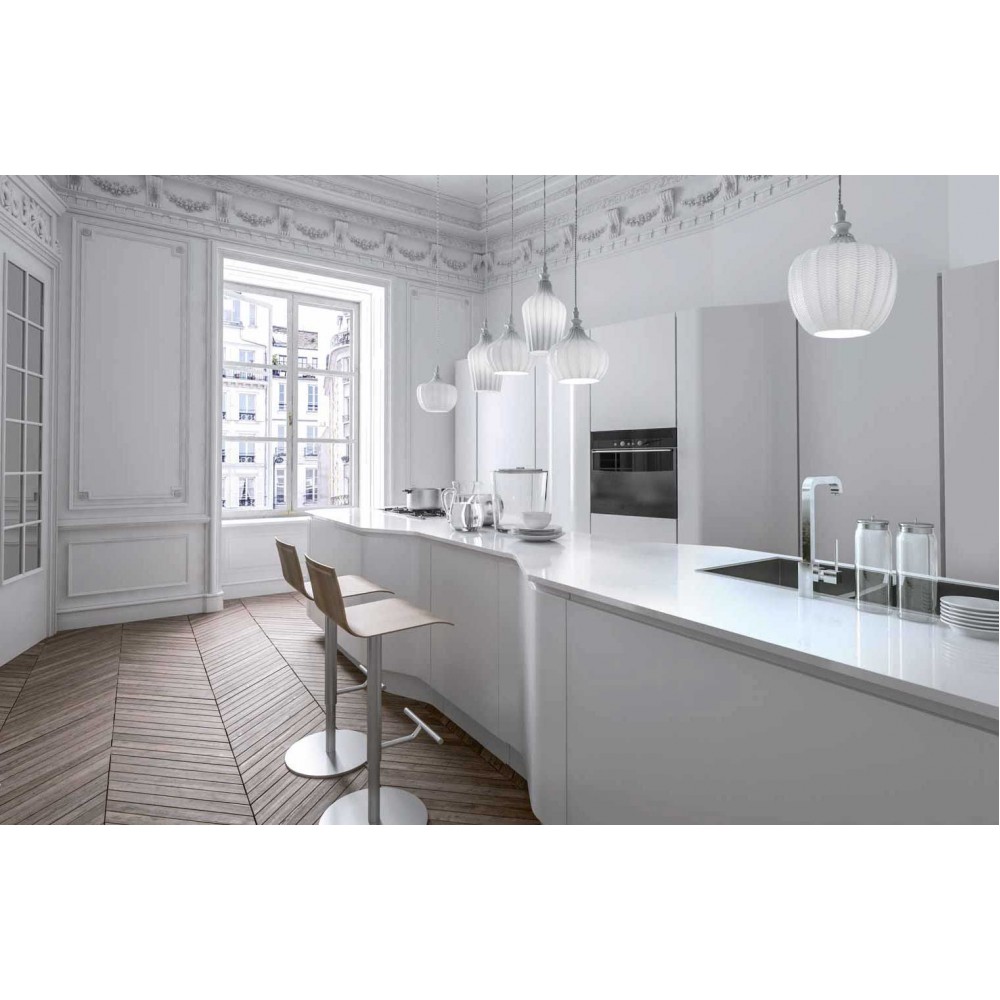 Κρεμαστό Φωτιστικό Μονόφωτο από Γυαλί Και Μέταλλο - Λευκό Οπάλ D18cm 1xE27 CLEOFE S12 - GEA LUCE