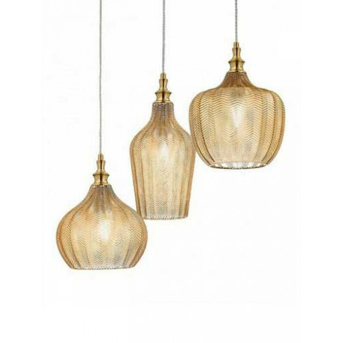 Κρεμαστό Φωτιστικό Τρίφωτο από Γυαλί Και Μέταλλο - Μελί 3xE27 CLEOFE S3 - GEA LUCE