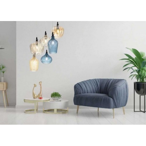 Κρεμαστό Φωτιστικό Πολύφωτο από Γυαλί Και Μέταλλο - Πολύχρωμο 6xE27 CLEOFE S6 - GEA LUCE