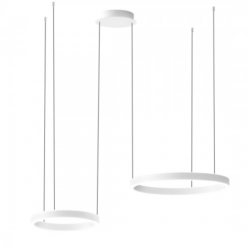 LED Κρεμαστό Φωτιστικό Αλουμινίου Δίφωτο Κυκλικό Λευκό 100W CRISEIDE S/2D - GEA LUCE