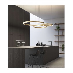 LED Κρεμαστό Φωτιστικό Αλουμινίου Τρίφωτο Κυκλικό Χρυσό 180W CRISEIDE S/3D - GEA LUCE