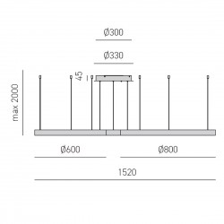 LED Κρεμαστό Φωτιστικό Αλουμινίου Τρίφωτο Κυκλικό Λευκό 180W CRISEIDE S/3D - GEA LUCE