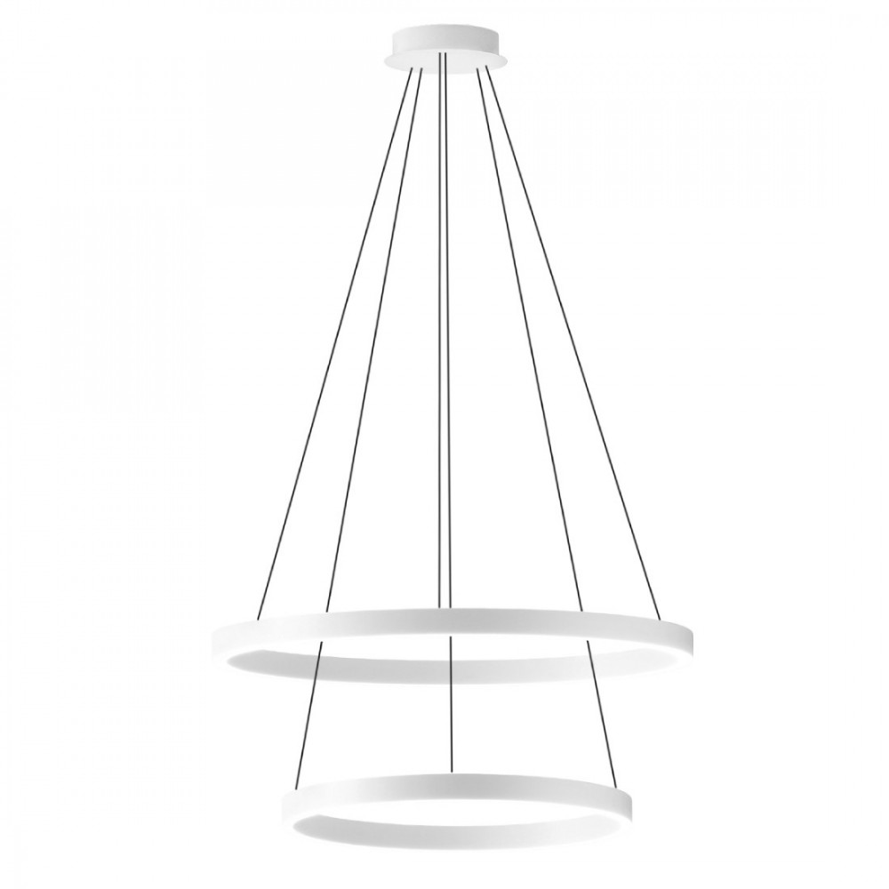 LED Κρεμαστό Φωτιστικό Αλουμινίου Δίφωτο Κυκλικό Λευκό 100W CRISEIDE S/2P - GEA LUCE