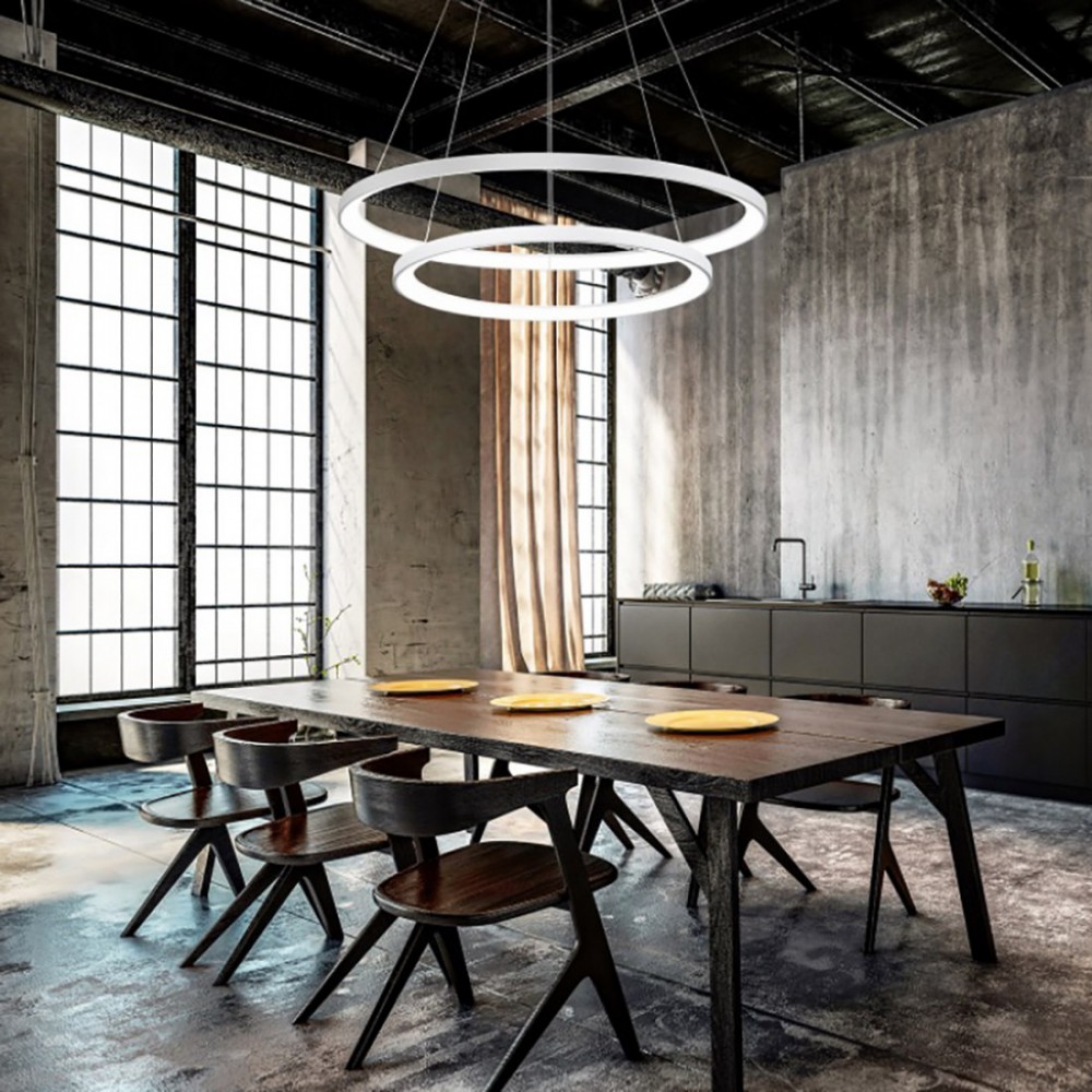 LED Κρεμαστό Φωτιστικό Αλουμινίου Δίφωτο Κυκλικό Λευκό 100W CRISEIDE S/2P - GEA LUCE