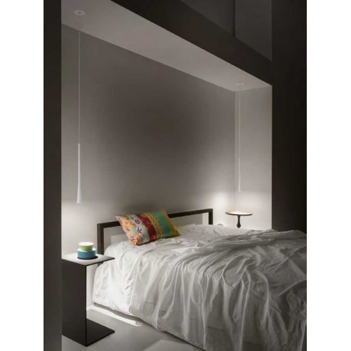 LED Κρεμαστό Φωτιστικό Αλουμινίου σε Σατινέ Μαύρο Χρώμα Χωνευτό 40cm 7W DAFNE - GEA LUCE