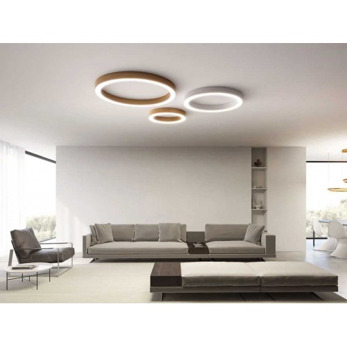 LED Πλαφονιέρα Αλουμινίου Στρογγυλή Χρυσή 100cm 80W FLOR - GEA LUCE