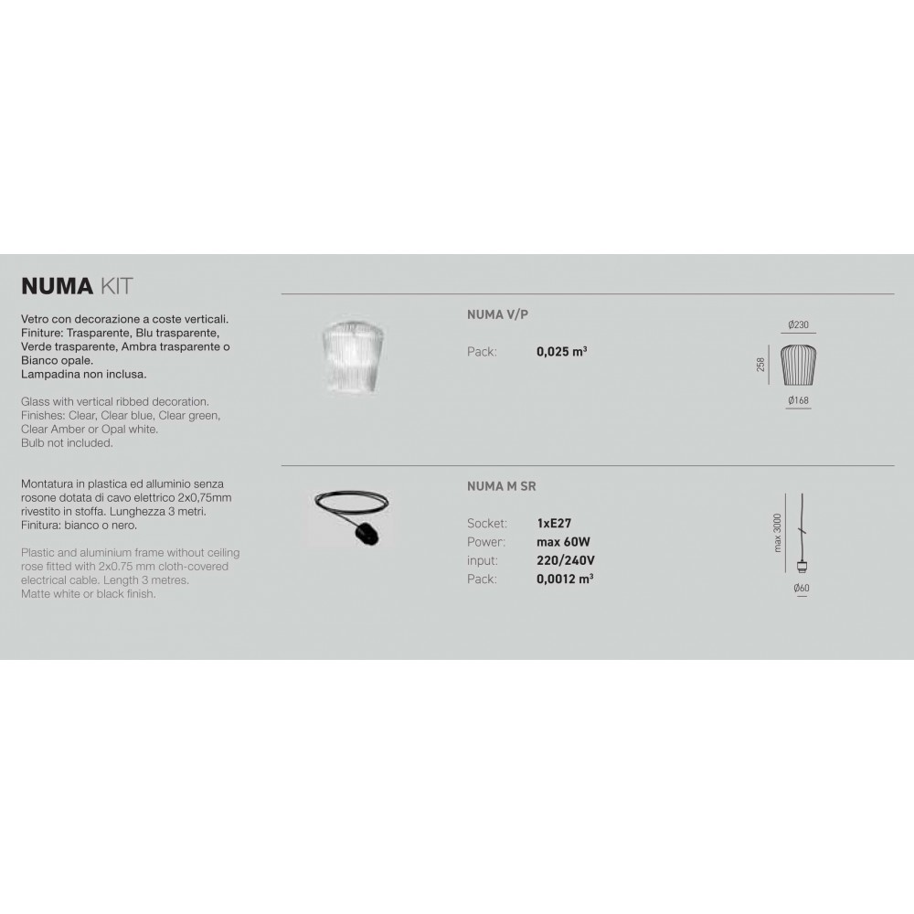 Κρεμαστό Φωτιστικό Πολύφωτο Από Γυαλί Σε Διάφορες Αποχρώσεις - Σε Τρίφωτη Ροζέτα 3xE27 NUMA - GEA LUCE