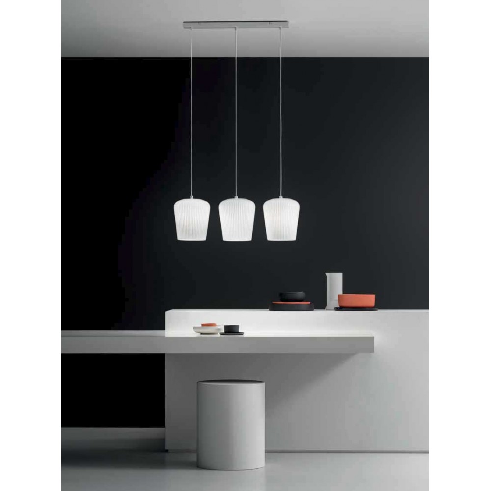 Κρεμαστό Φωτιστικό Πολύφωτο Από Γυαλί Σε Διάφορες Αποχρώσεις - Σε Τρίφωτη Ράγα 3xE27 NUMA - GEA LUCE