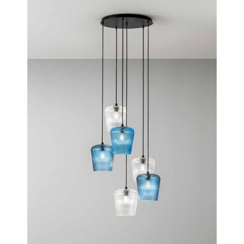 Κρεμαστό Φωτιστικό Πολύφωτο Από Γυαλί Σε Διάφορες Αποχρώσεις - Σε Εξάφωτη Ροζέτα 6xE27 NUMA - GEA LUCE