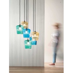 Κρεμαστό Φωτιστικό Πολύφωτο Από Γυαλί Σε Διάφορες Αποχρώσεις - Σε Εξάφωτη Ροζέτα 6xE27 NUMA - GEA LUCE