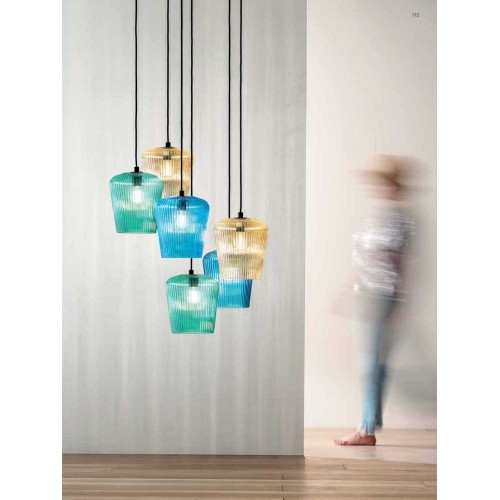 Κρεμαστό Φωτιστικό Πολύφωτο Από Γυαλί Σε Διάφορες Αποχρώσεις - Σε Εξάφωτη Ροζέτα 6xE27 NUMA - GEA LUCE