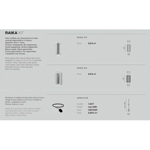 Κρεμαστό Φωτιστικό Πολύφωτο Από Γυαλί Σε Διάφορες Αποχρώσεις Και Μεγέθη - Σε Τρίφωτη Ροζέτα 3xE27 RAIKA - GEA LUCE