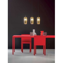 Κρεμαστό Φωτιστικό Πολύφωτο Από Γυαλί Σε Διάφορες Αποχρώσεις Και Μεγέθη - Σε Τρίφωτη Ράγα 3xE27 RAIKA - GEA LUCE