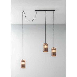 Κρεμαστό Φωτιστικό Πολύφωτο Από Γυαλί Σε Διάφορες Αποχρώσεις Και Μεγέθη - Σε Τρίφωτη Ράγα 3xE27 RAIKA - GEA LUCE