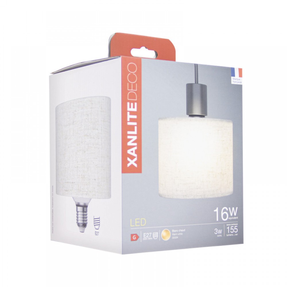 Διακοσμητικός λαμπτήρας Led με υφασμάτινο καπέλο E27 3,5W 3000K - XANLITE